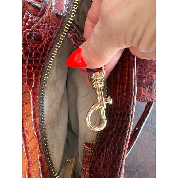 Brahmin Alena pecan brown embossed crossbody small bag purse - Picture 8 of 12